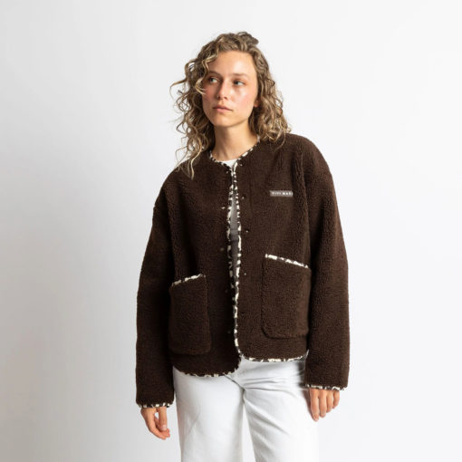 VIVI MARI Teddy Fleece Jacket Chocolate frontal