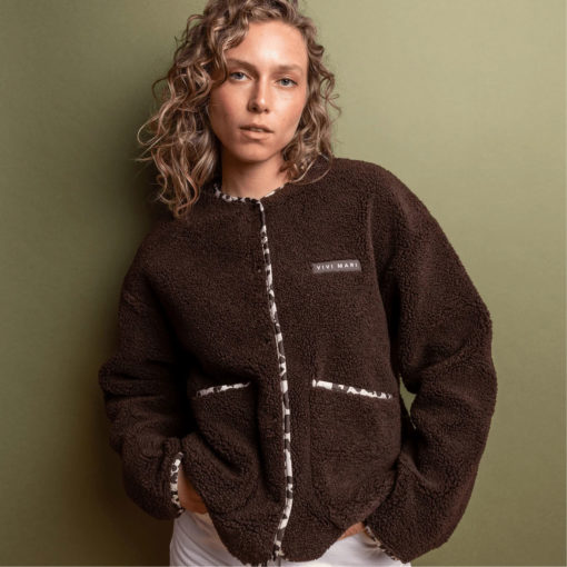 VIVI MARI Teddy Fleece Jacket Chocolate