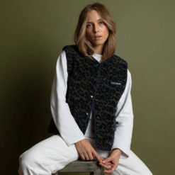 VIVI MARI Teddy Fleece Vest Leo splashes Navy/Olive