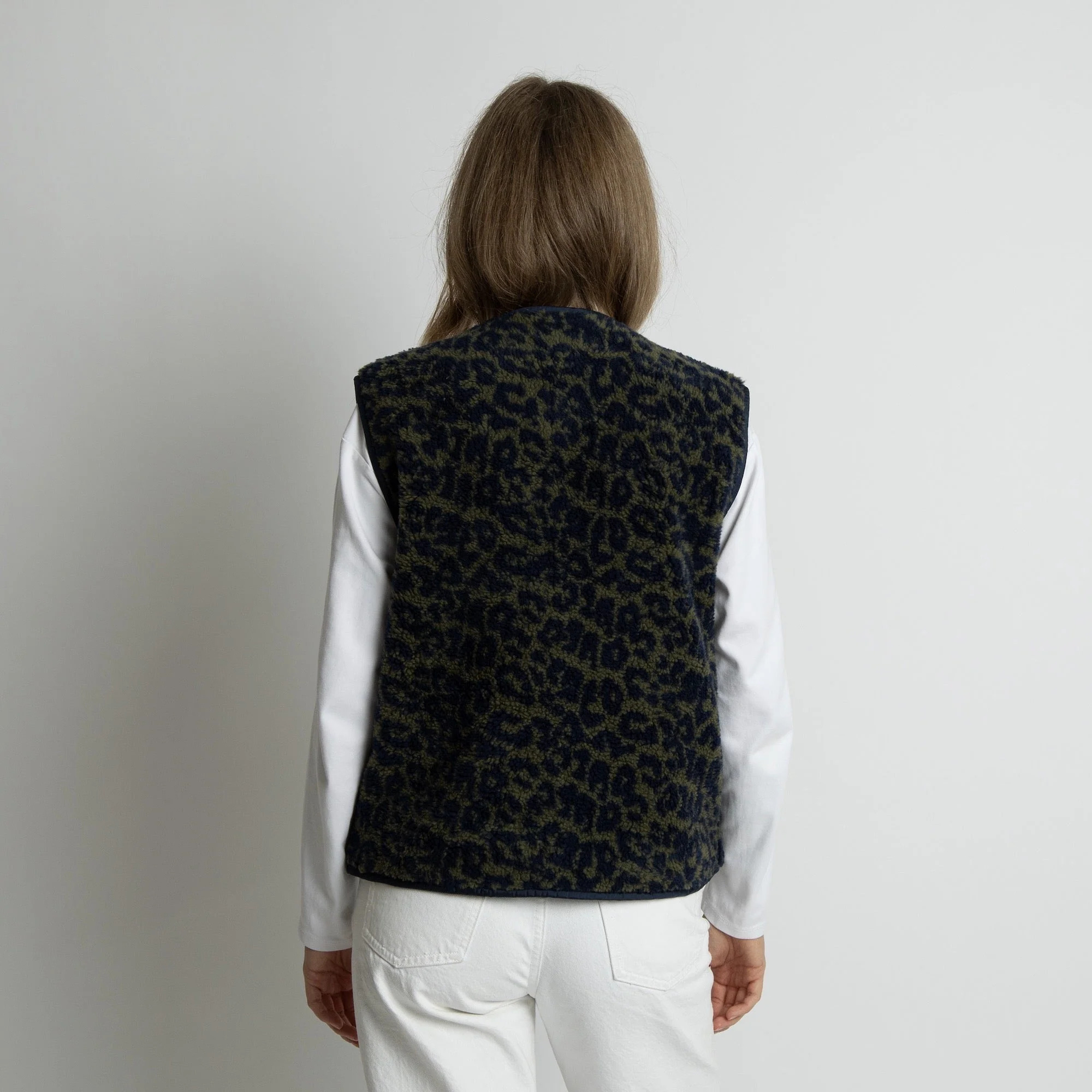 VIVI MARI Teddy Fleece Vest Leo splashes Navy/Olive