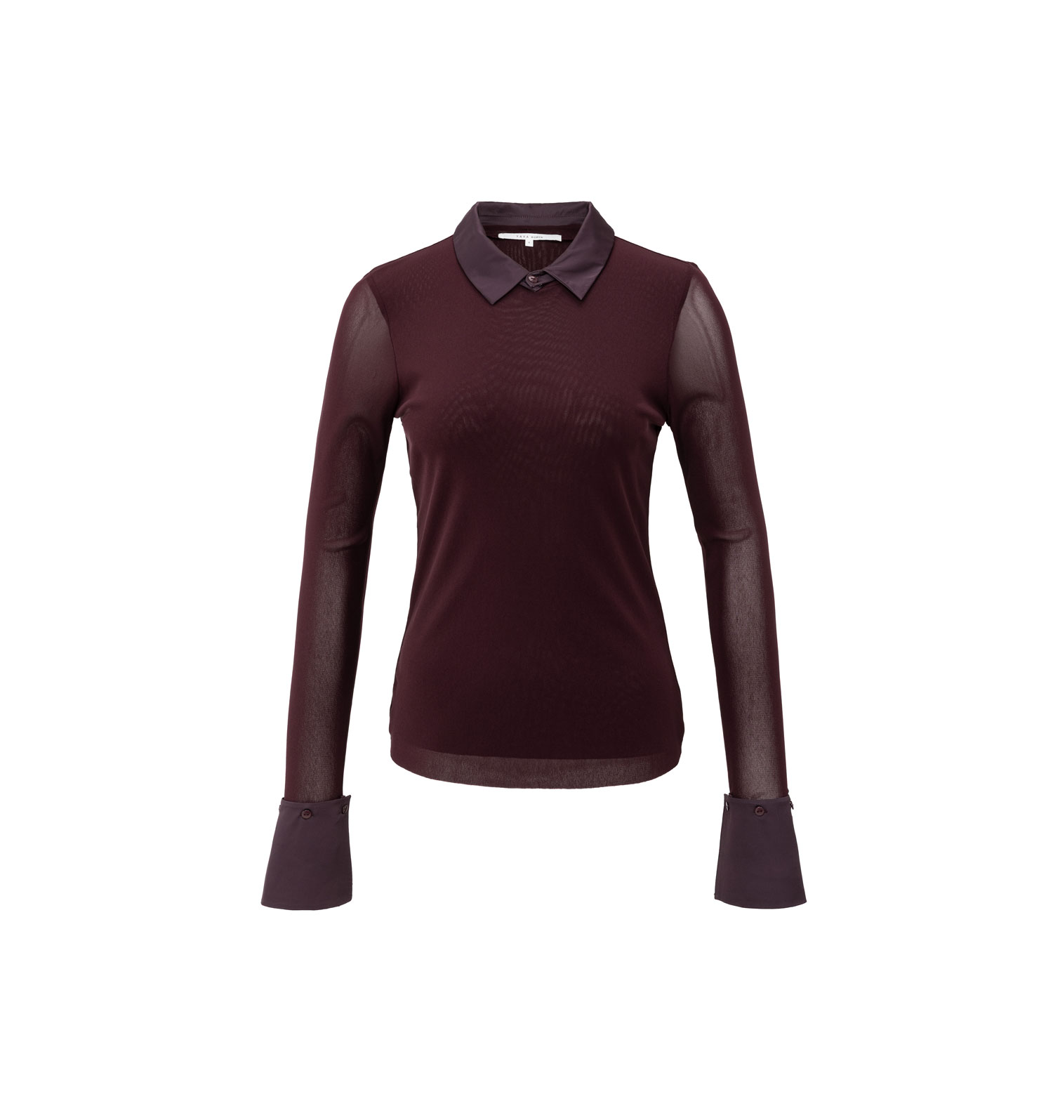 YAYA Mesh-Langarmshirt Fudge