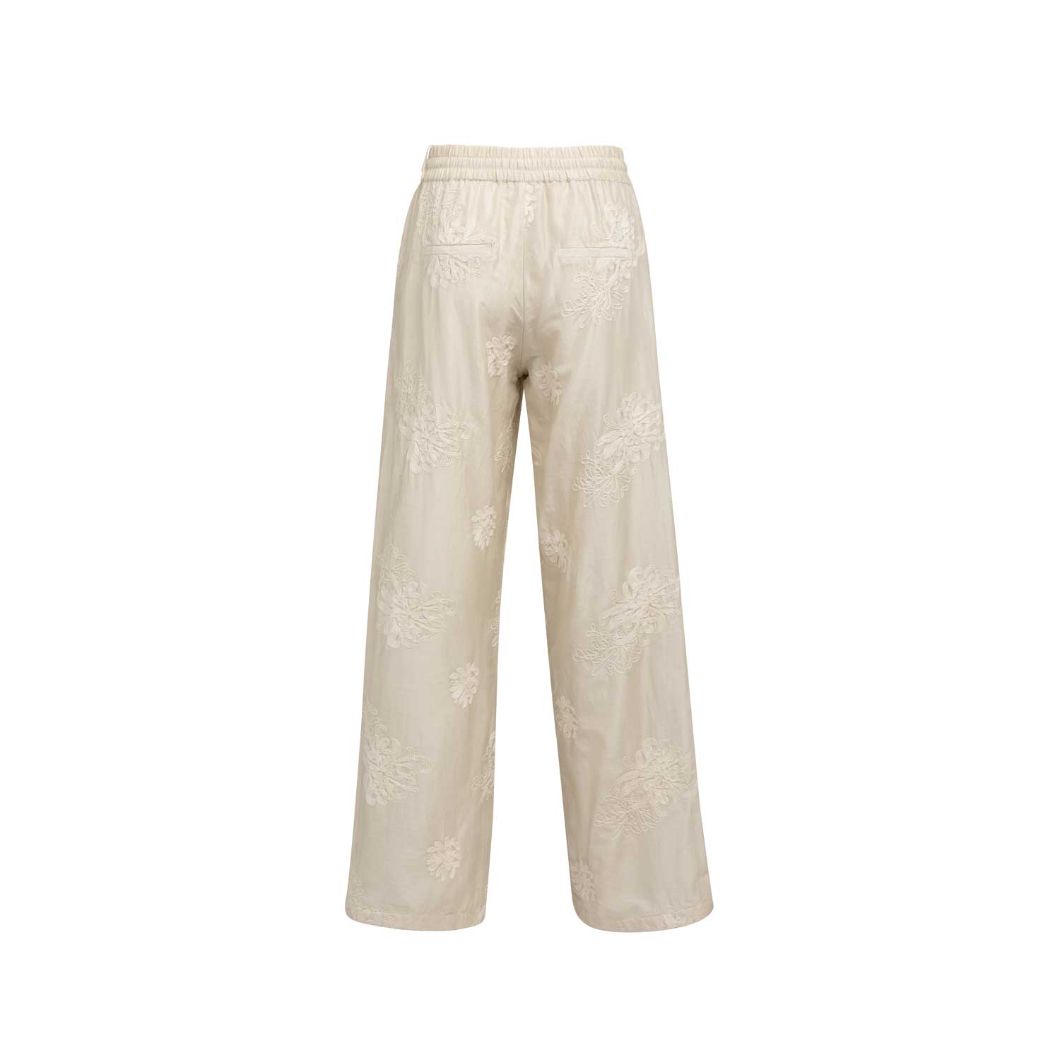 YAYA Bestickte Hose mit weitem Bein Beige
