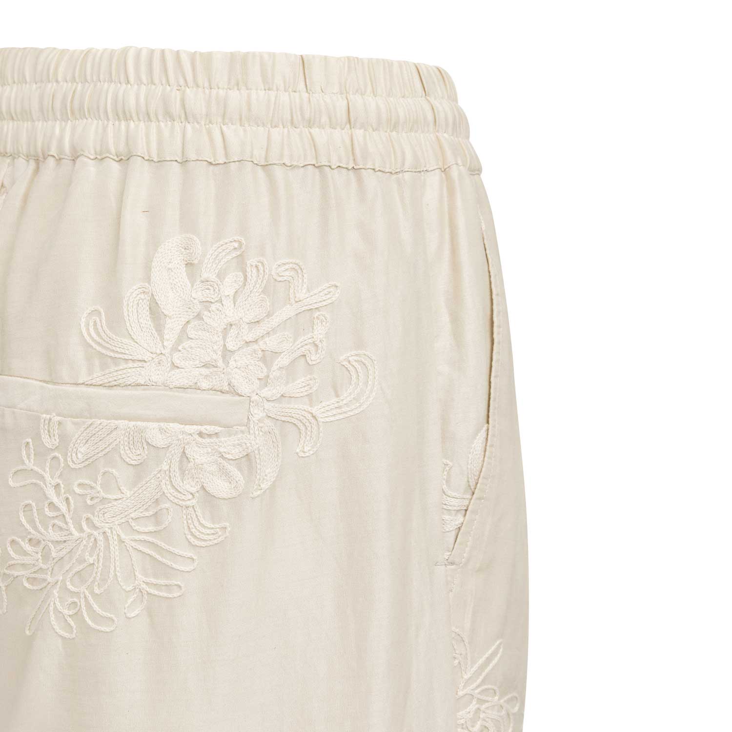 YAYA Bestickte Hose mit weitem Bein Beige