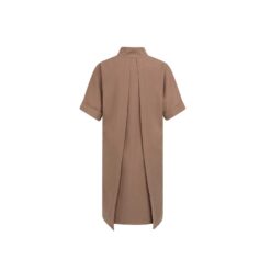 YAYA kurzarm Kleid mit Stehragen Brownie Brown