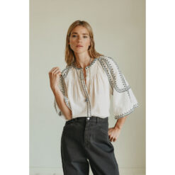 Indi & Cold Bestickte Bluse aus Bio-Baumwolle mit 3/4-Ärmeln