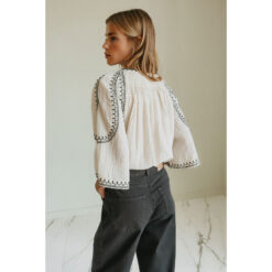 Indi & Cold Bestickte Bluse aus Bio-Baumwolle mit 3/4-Ärmeln