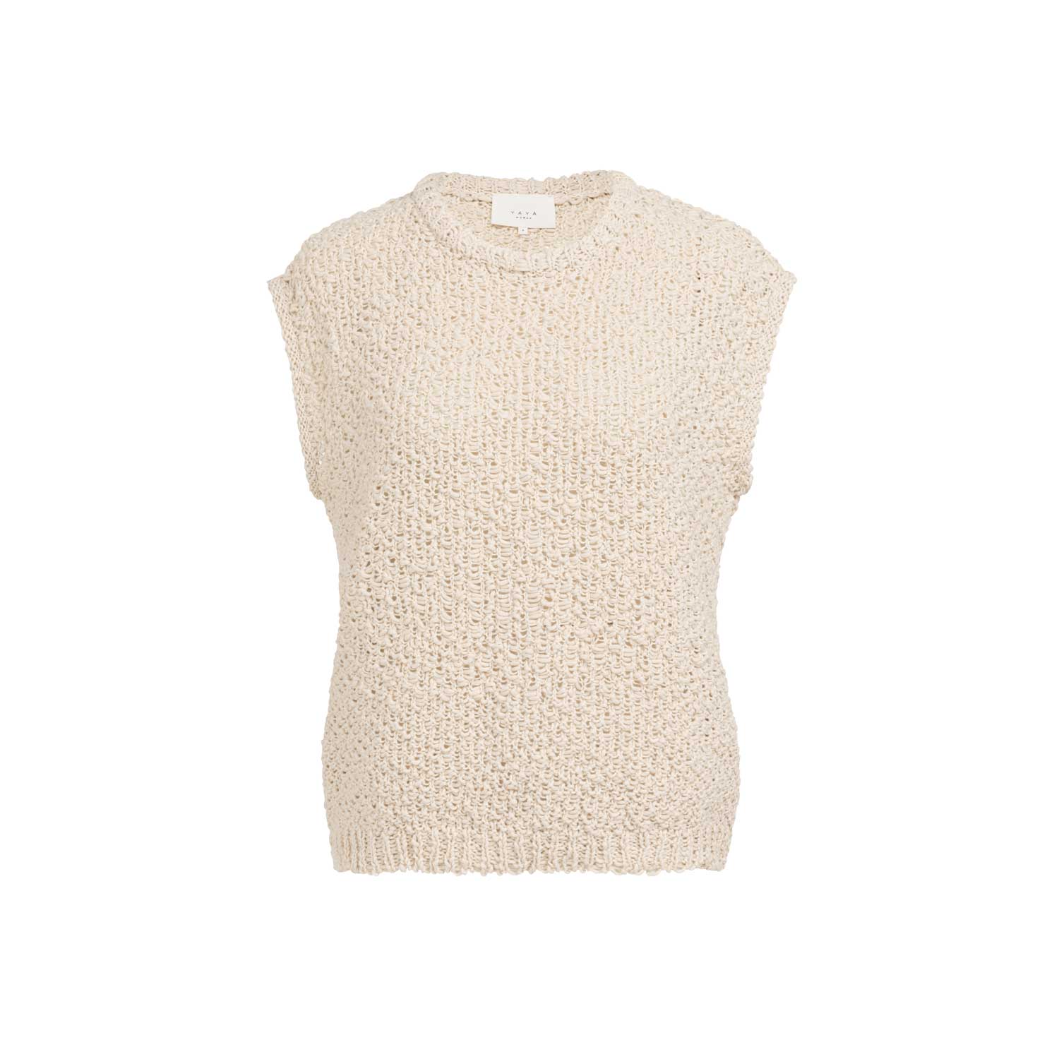 YAYA Ärmelloser Pullover mit Struktur Cloud Creme White