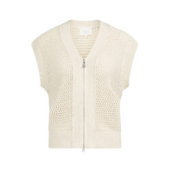 YAYA ärmelloser Cardigan mit Reißverschluss Creme Beige