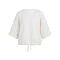 YAYA Kurzarm-Sweatshirt mit Kordelzug Ivory White Melange