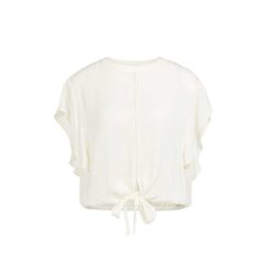 YAYA Lockeres Top mit Knotendetail Ivory White