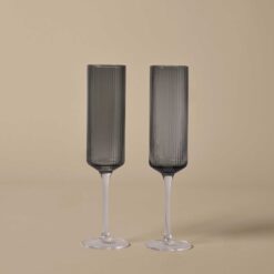 ferm LIVING Ripple Champagnerflöte Smoke
