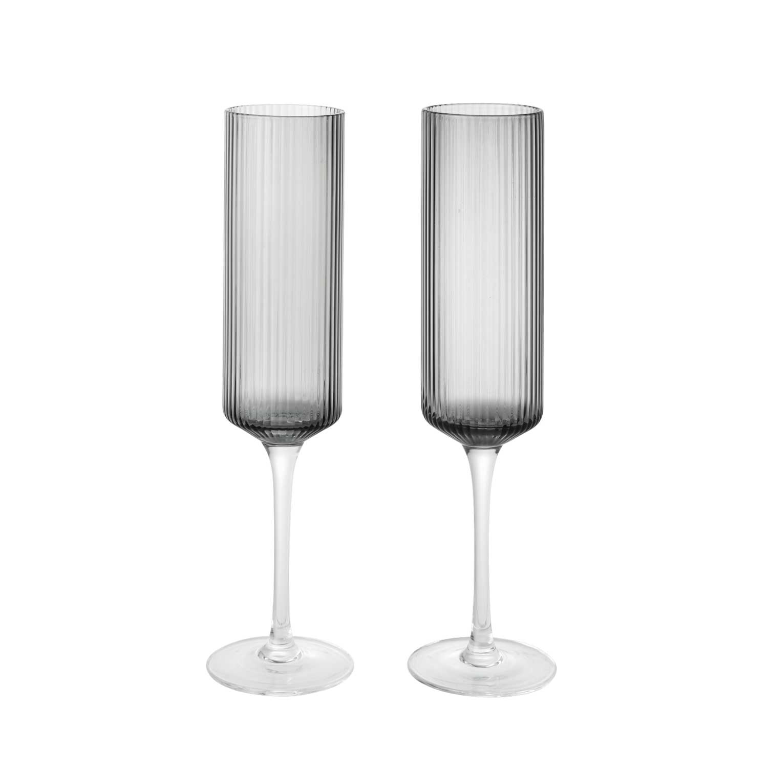 ferm LIVING Ripple Champagnerflöte Smoke