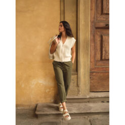 YAYA Stoffhose Barrel Army Green