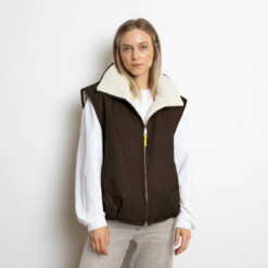 VIVI MARI Reversible Bomber Vest Wine Chocolate/Sand