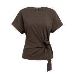 YAYA T-Shirt mit geknotetem Detail Aubergine Purple