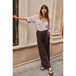 YAYA Weite Hose mit elastischem Bund Aubergine Purple