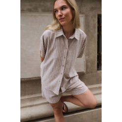 YAYA Gestreifte Shorts Alabaster Gray Dessin