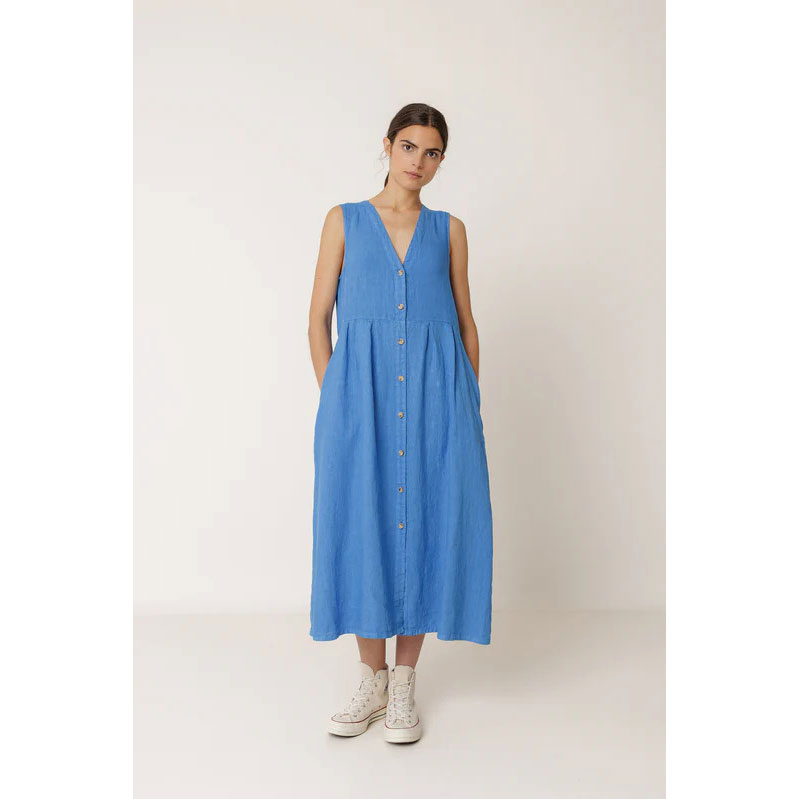 Indi & Cold Leinenkleid Blau