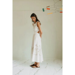 Indi & Cold Kleid mit Stickereidetails Weiß