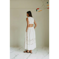 Indi & Cold Kleid mit Stickereidetails Weiß