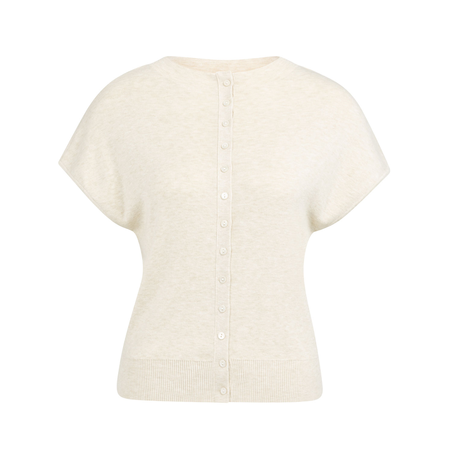 YAYA kurze Strickjacke mit Knopfleiste Beige Melange