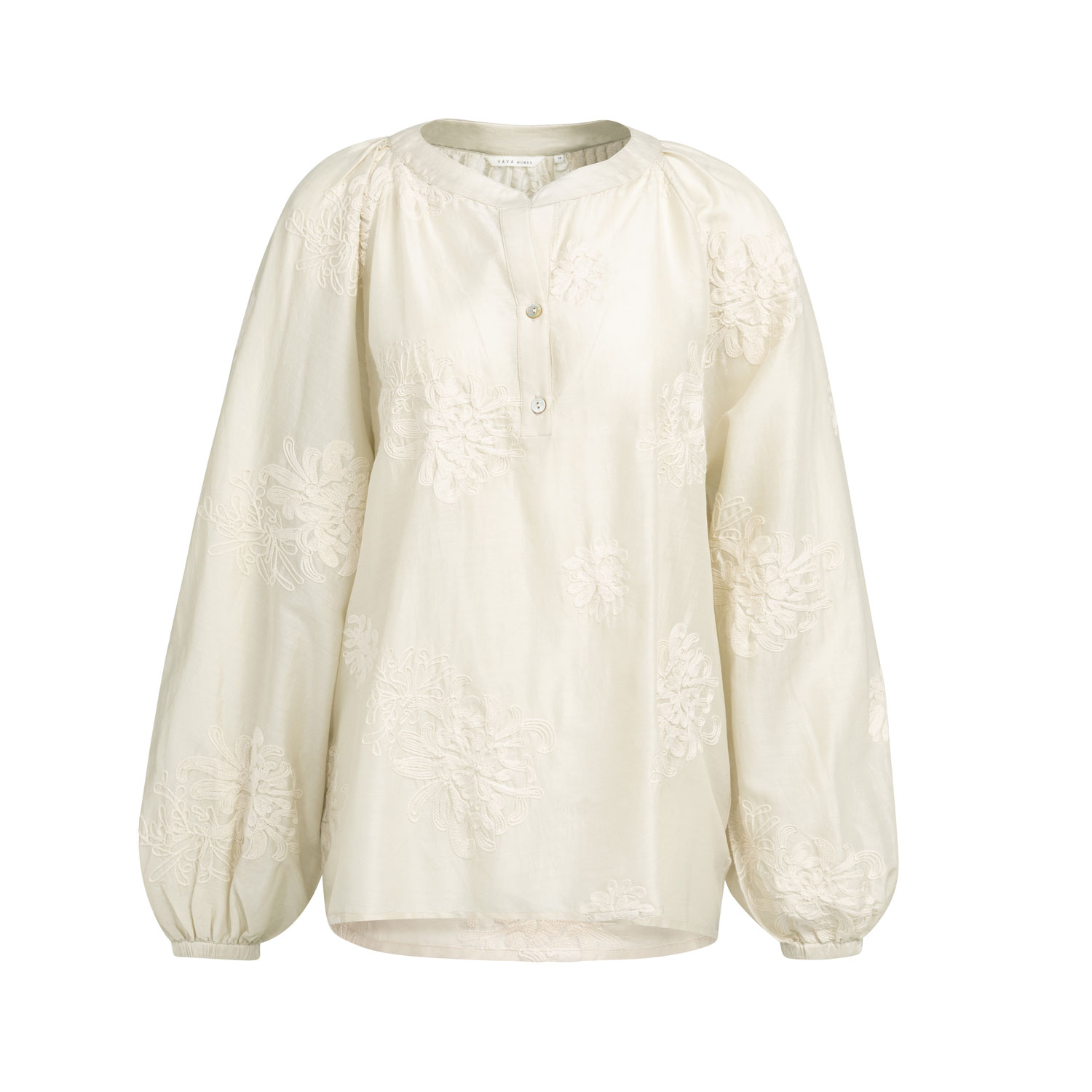 YAYA Bestickte Bluse mit lockerer Passform Beige