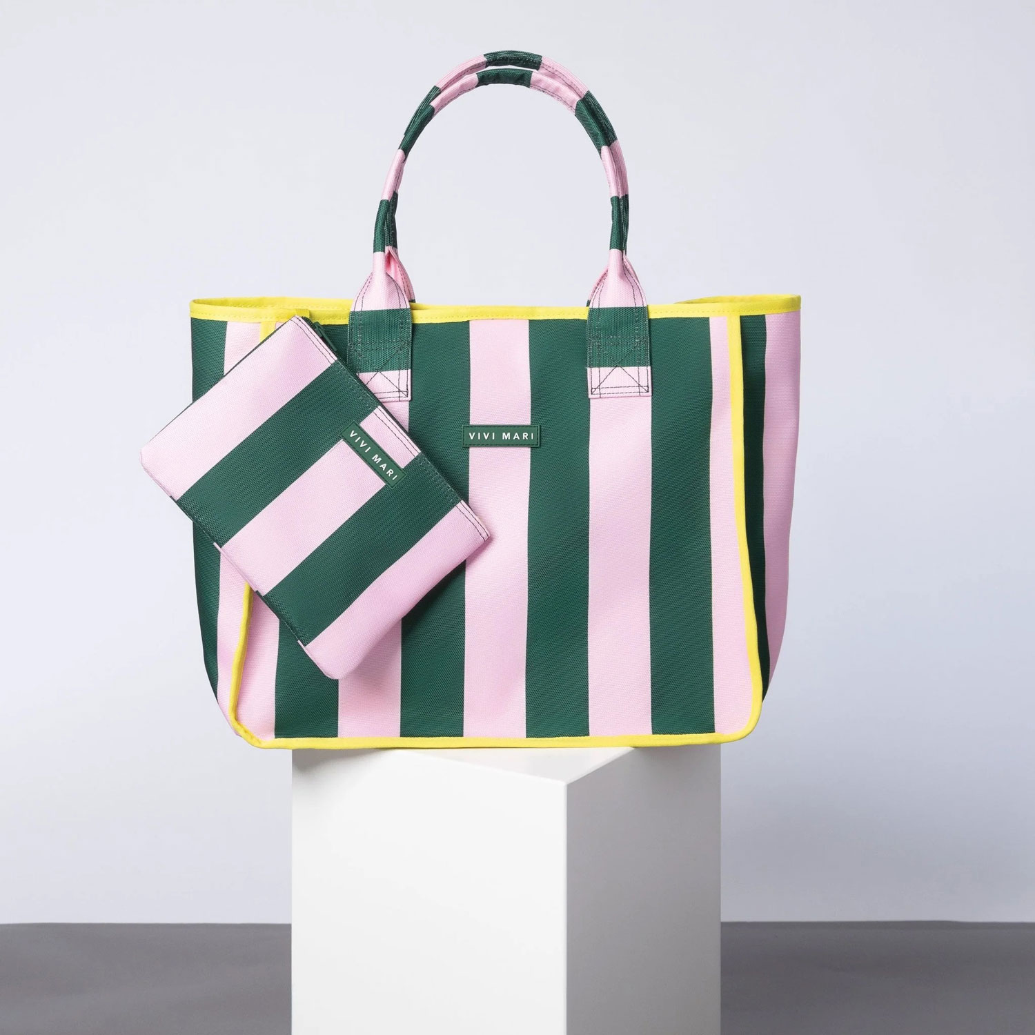 VIVI MARI Carry All Bag - bold stripes green/rosé