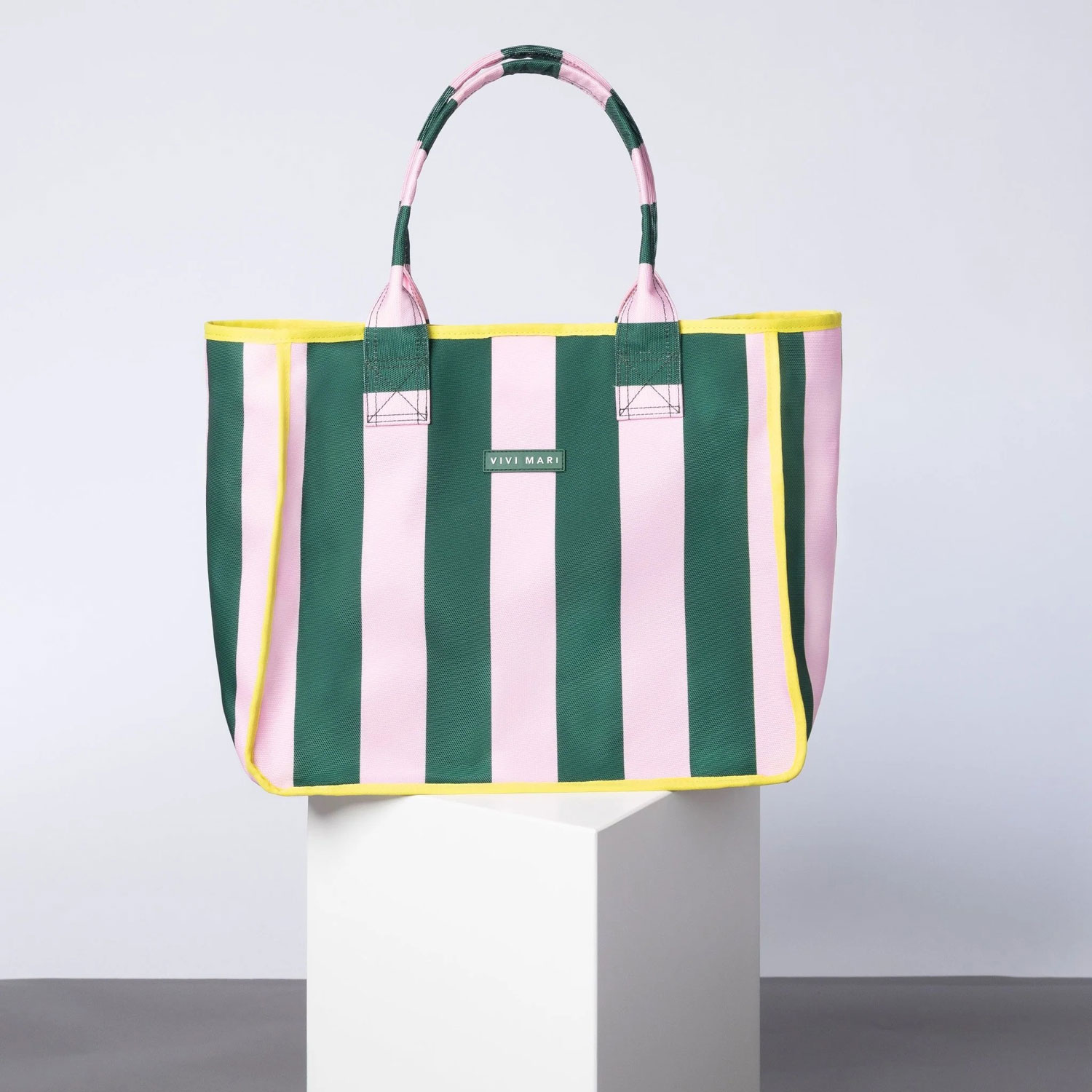 VIVI MARI Carry All Bag - bold stripes green/rosé