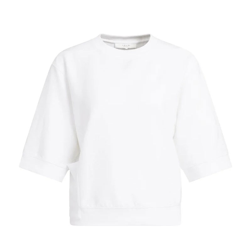 YAYA Kurzarm Strickoberteil Pure White