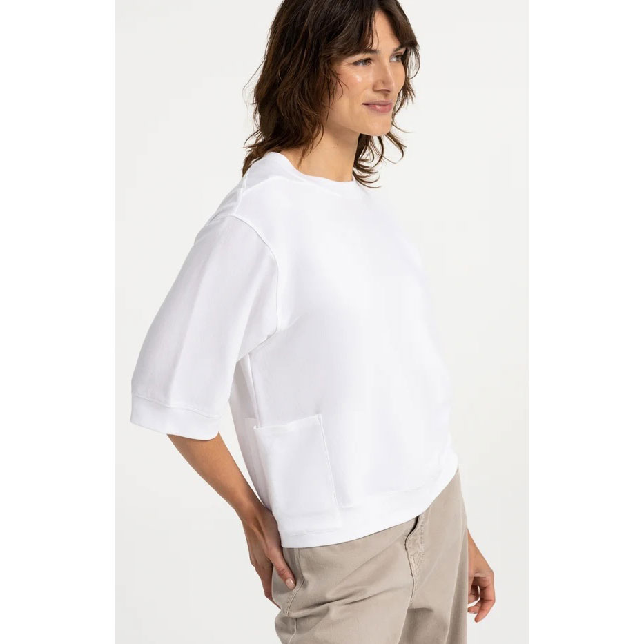 YAYA Kurzarm Strickoberteil Pure White