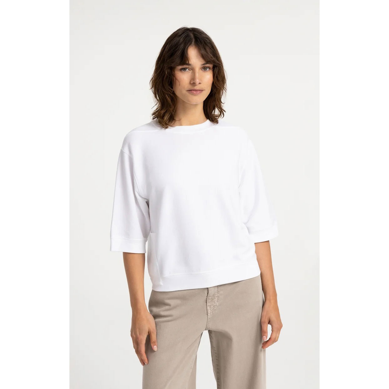 YAYA Kurzarm Strickoberteil Pure White