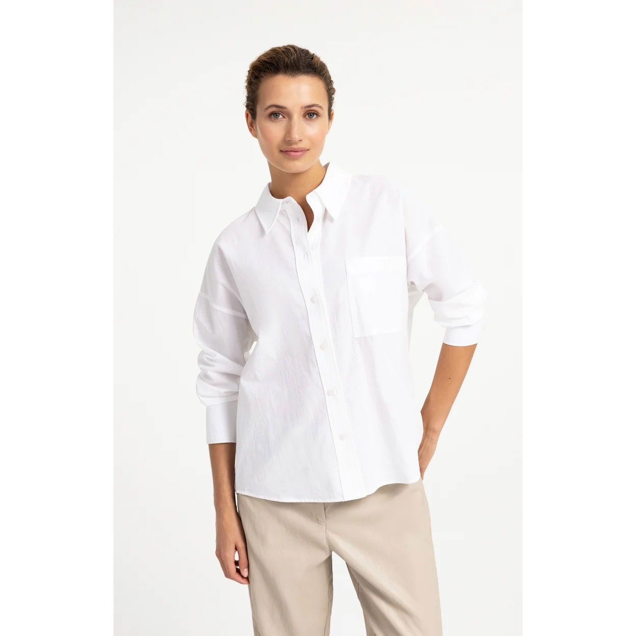 YAYA locker geschnittenes Hemd Pure White