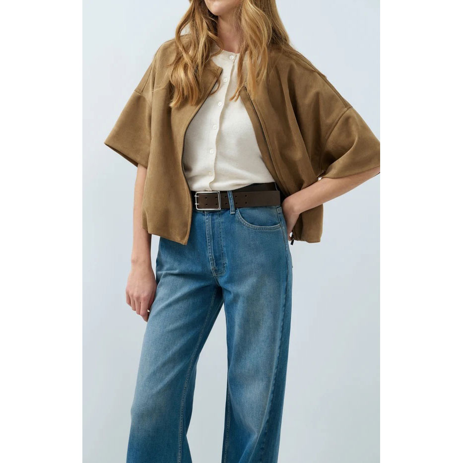 YAYA Kurzarm Wildlederjacke Otter Brown