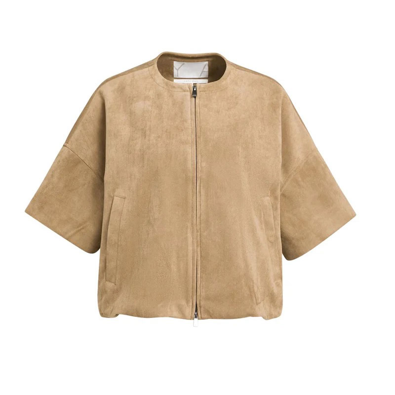 YAYA Kurzarm Wildlederjacke Otter Brown
