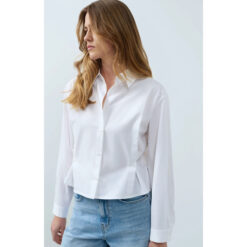 YAYA taillenkurze Bluse mit Knopfdetails Pure White