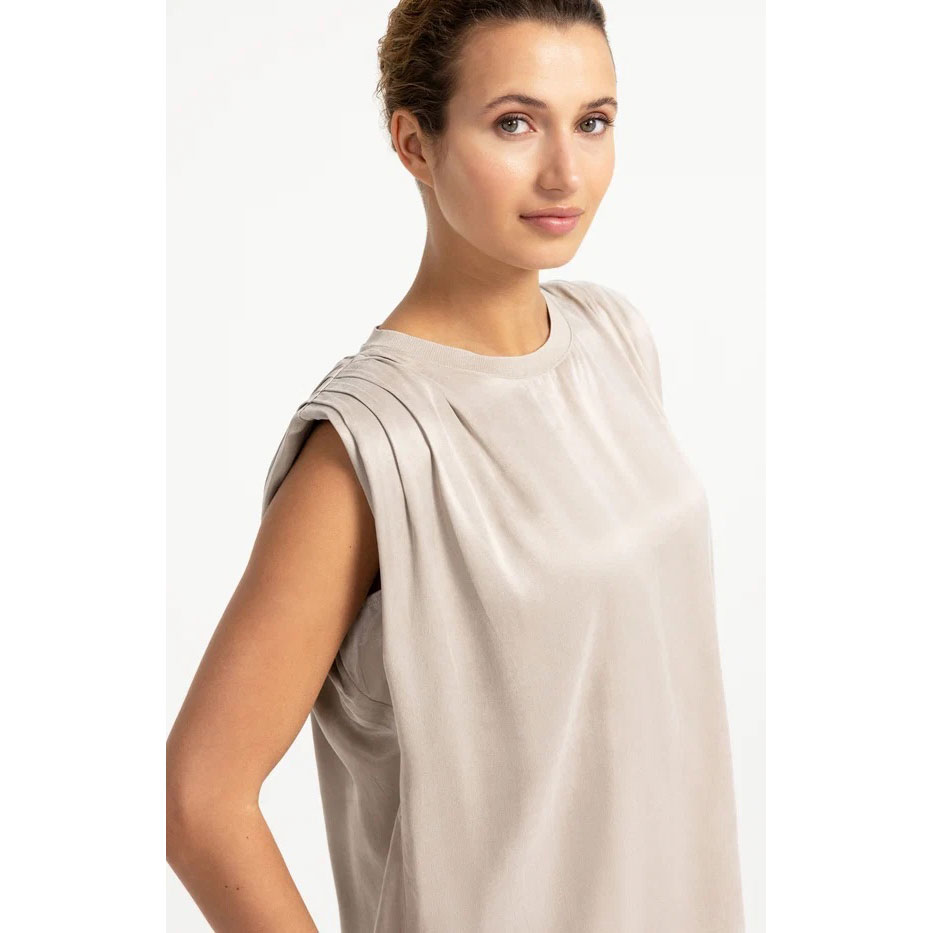 YAYA Top mit Schulterfalten Pure Cashmere Grey